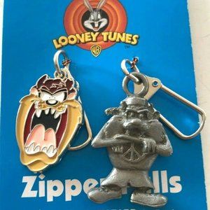 Vintage Taz Tazmanian Devil 2 Zipper Pull Purse Charms Looney Tunes Warner Bros.
